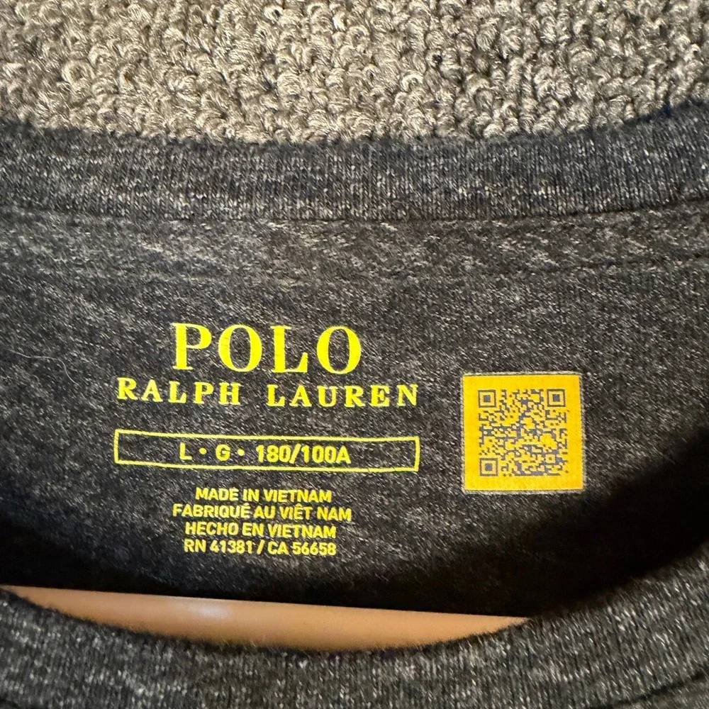 Polo Ralph Lauren Mens Gray Heathered Long Sleeve Cotton T-Shirt Size Large